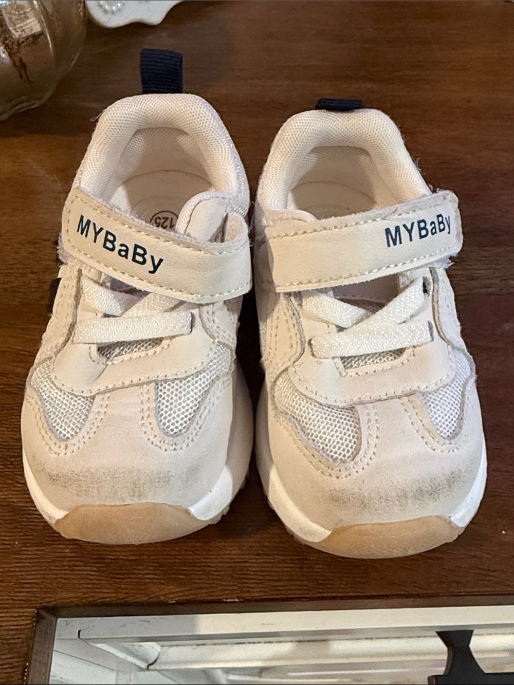 White Kids Sneakers with Hook-and-Loop Strap